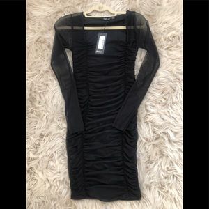 Nasty Gal Black Ruched bodycon dress.
